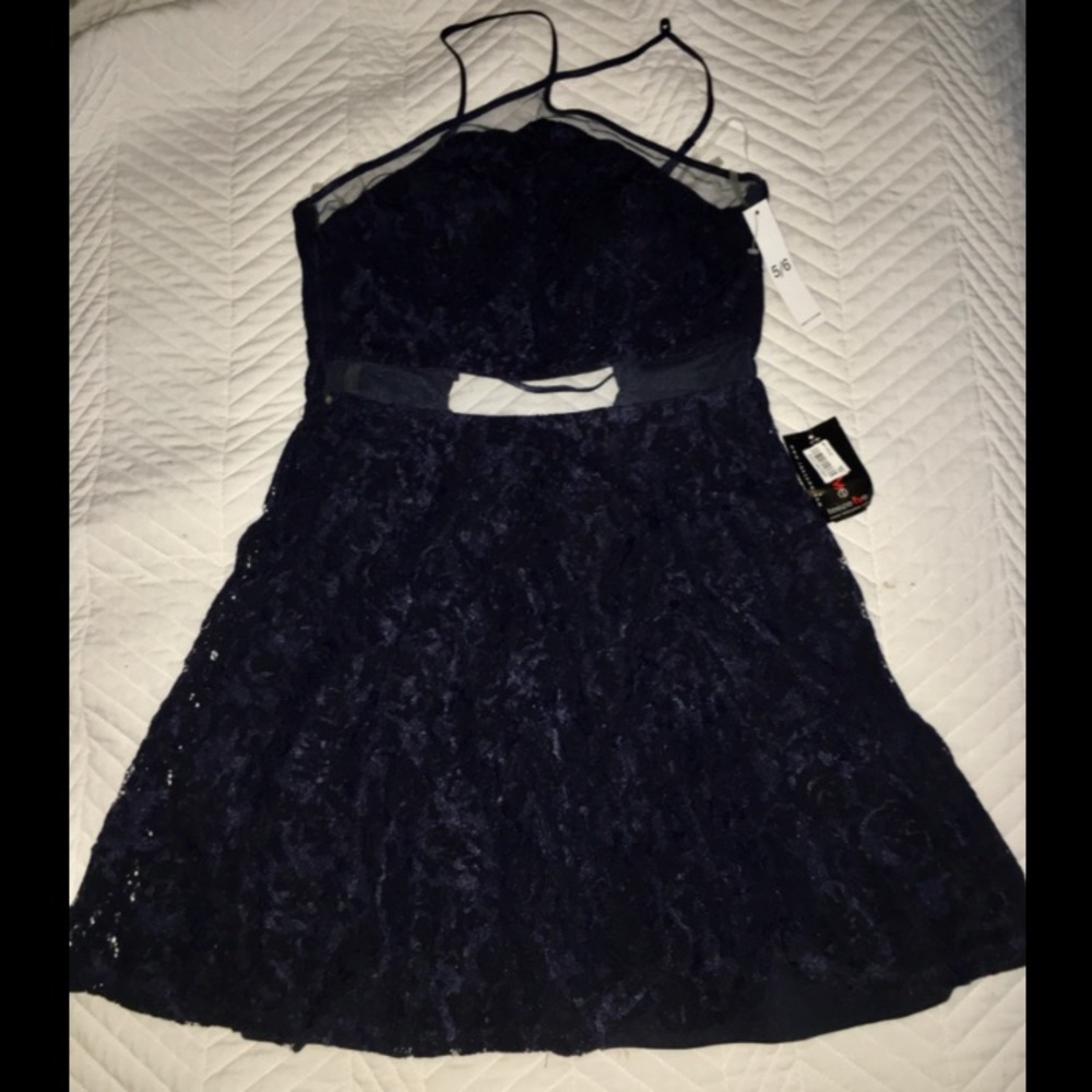 Formal Dress Beautiful Navy Lace NEW with tags